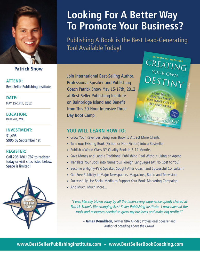 Best Seller Publishing Institute Flyer - May 15-17th, 2012